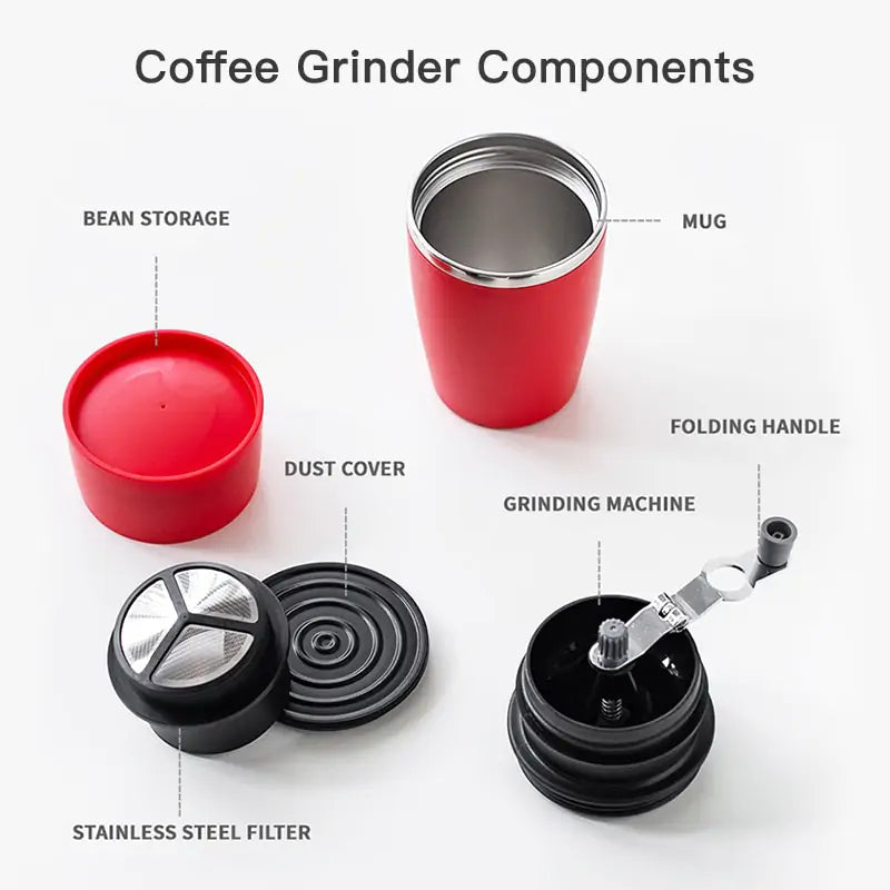 All-in-One Hand-Operated Coffee Grinder and Mug for Outdoor Adventures