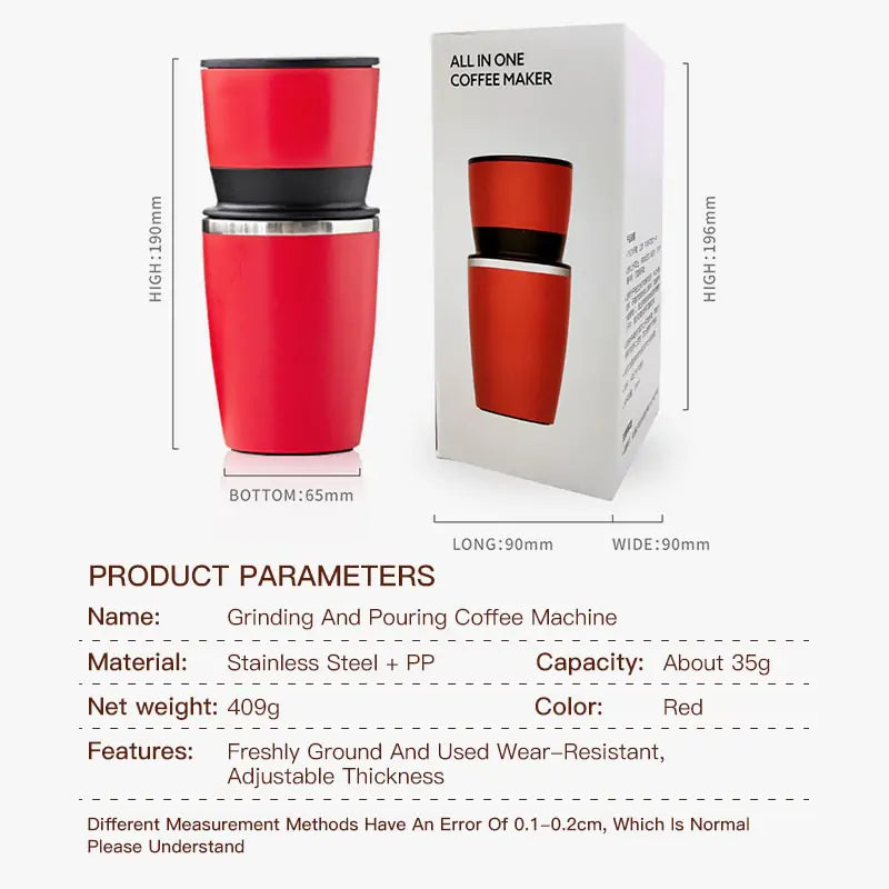 All-in-One Hand-Operated Coffee Grinder and Mug for Outdoor Adventures