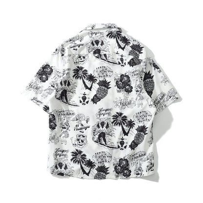 Men's Loose Vintage Cartoon Print Hip-Hop Hawaiian Shirt