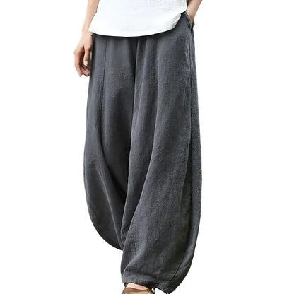 Cotton Linen Style Bloomers Wide Leg Pants