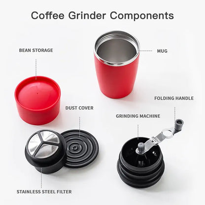 All-in-One Hand-Operated Coffee Grinder and Mug for Outdoor Adventures