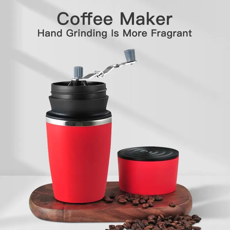 All-in-One Hand-Operated Coffee Grinder and Mug for Outdoor Adventures