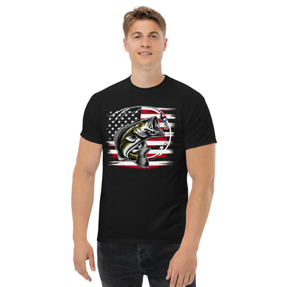 Unisex Classic Tee - American Fishing Flag | Patriotic Fishing T-Shirt