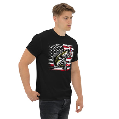 Unisex Classic Tee - American Fishing Flag | Patriotic Fishing T-Shirt