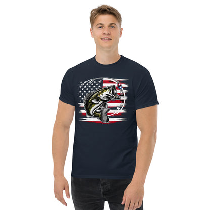 Unisex Classic Tee - American Fishing Flag | Patriotic Fishing T-Shirt