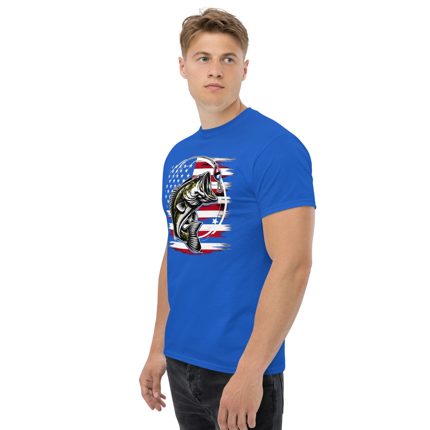 Unisex Classic Tee - American Fishing Flag | Patriotic Fishing T-Shirt