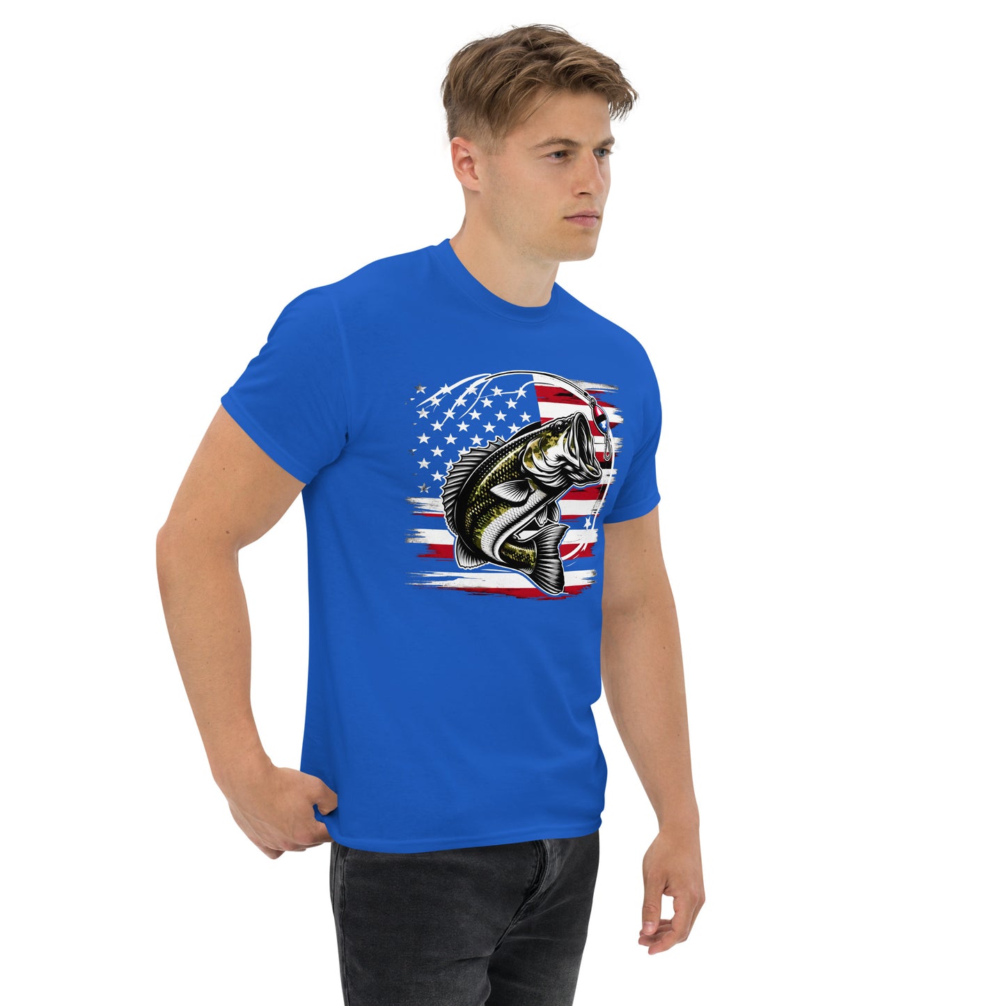 Unisex Classic Tee - American Fishing Flag | Patriotic Fishing T-Shirt